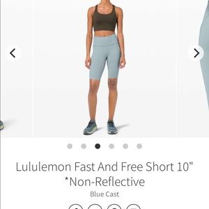 Lululemon fast and free shorts 10” size 4 pockets blue cast biker non reflective